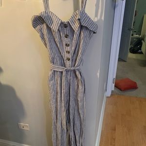 Grey striped jumpsuit
